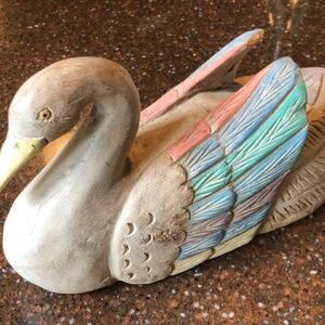 Pair Wood Ducks Hand Carved & Painted Southwestern Colors 10x6
